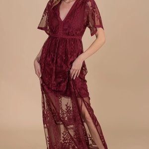 Beautiful Burgundy Wine Lace Dress